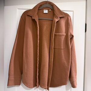 TNA Cozy Sweatfleece Boyfriend Fit Jacket in Rust Brown - Small